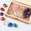 Crystal Box - Set of 7 Chakra Stones. Rose Quartz & Amethyst Cluster