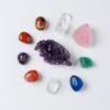 Crystal Box - Set of 7 Chakra Stones. Rose Quartz & Amethyst Cluster