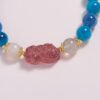 Blue Sugar-Heart Agate Bracelet with Moonstone & Strawberry Quartz Pixiu