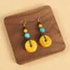 Ethnic style beeswax earrings retro long literary temperament women's ancient style cheongsam simple Tibetan earrings