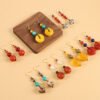 Ethnic style beeswax earrings retro long literary temperament women's ancient style cheongsam simple Tibetan earrings