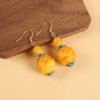 Ethnic style beeswax earrings retro long literary temperament women's ancient style cheongsam simple Tibetan earrings