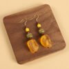 Ethnic style beeswax earrings retro long literary temperament women's ancient style cheongsam simple Tibetan earrings