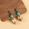 Ethnic style beeswax earrings retro long literary temperament women's ancient style cheongsam simple Tibetan earrings