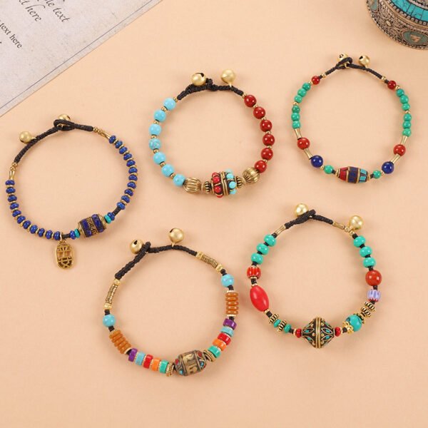Handmade Tibetan Nepal Beaded Bracelet | Vintage Ethnic Women’s Handwoven Jewelry | Travel Souvenir Gift