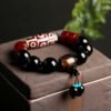 Natural Nine-Eye Dzi Old Agate Bracelet | Tibetan Vintage Black Agate Bead Bracelet for Men & Women