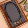 Tibetan Dzi Bead Agate Necklace Tibetan National Style Men and Women's Clavicle Chain Beeswax Pendant Retro Art Accessories