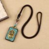 Tibetan Ethnic Thangka Pendant Necklace | Black Ebony Buddha Amulet with Geometric Inlay