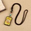 Tibetan Ethnic Thangka Pendant Necklace | Black Ebony Buddha Amulet with Geometric Inlay