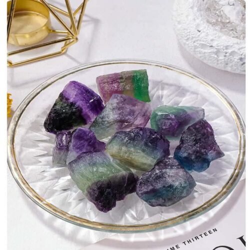 Natural Rainbow Fluorite Raw Crystal Stones | Handcrafted Fluorite Mineral Gem Fragments for Decoration & Aromatherapy (2–3cm)