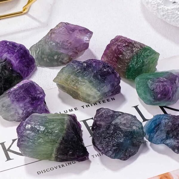 buddhaobject Colorful quartz rough stone-2 Natural Rainbow Fluorite Raw Crystal Stones | Handcrafted Fluorite Mineral Gem Fragments for Decoration & Aromatherapy (2–3cm)