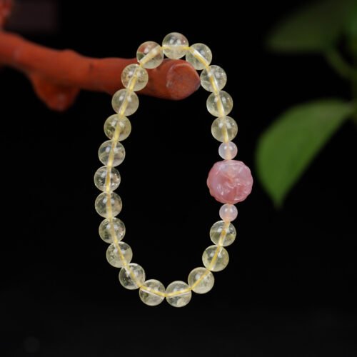 buddhaobject-Lemon Yellow Crystal Bracelet-1 Lemon Yellow Crystal Bracelet for Wealth & Prosperity – Handmade Citrine-Inspired Crystal Beaded Bracelet