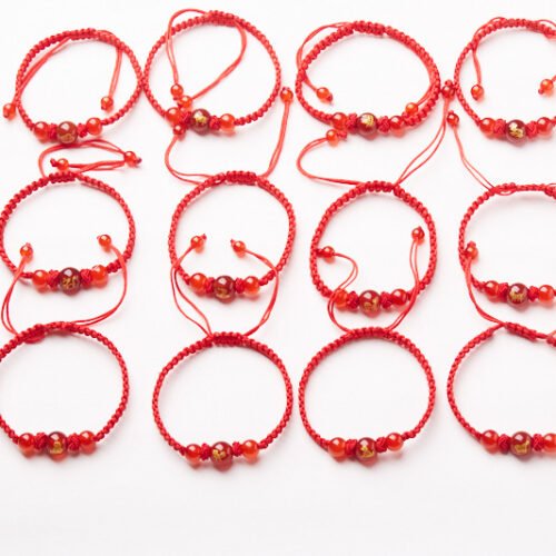 Natural Red Agate Zodiac Lucky Rope Bracelet | Handmade Red String Bracelet for Good Fortune & Protection (0–23cm)