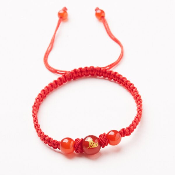 Natural Red Agate Zodiac Lucky Rope Bracelet | Handmade Red String Bracelet for Good Fortune & Protection (0–23cm)