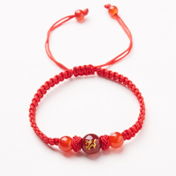 Natural Red Agate Zodiac Lucky Rope Bracelet | Handmade Red String Bracelet for Good Fortune & Protection (0–23cm)