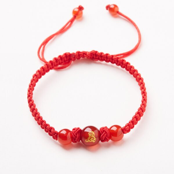 Natural Red Agate Zodiac Lucky Rope Bracelet | Handmade Red String Bracelet for Good Fortune & Protection (0–23cm)