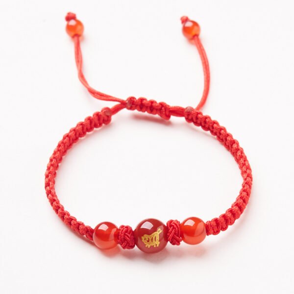 Natural Red Agate Zodiac Lucky Rope Bracelet | Handmade Red String Bracelet for Good Fortune & Protection (0–23cm)