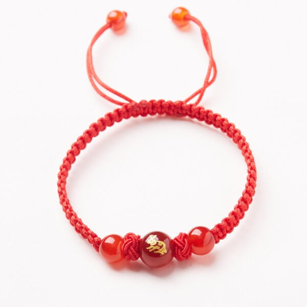 Natural Red Agate Zodiac Lucky Rope Bracelet | Handmade Red String Bracelet for Good Fortune & Protection (0–23cm)