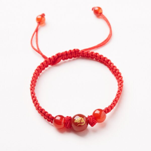 Natural Red Agate Zodiac Lucky Rope Bracelet | Handmade Red String Bracelet for Good Fortune & Protection (0–23cm)