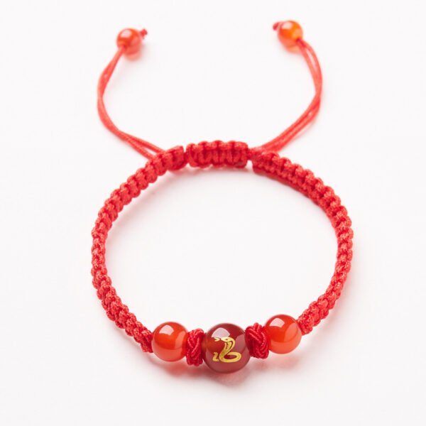 Natural Red Agate Zodiac Lucky Rope Bracelet | Handmade Red String Bracelet for Good Fortune & Protection (0–23cm)