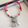 buddhaobject Vintage Ethnic Red Rope Bell Bracelet-antique silver bell longevity lock Vintage Ethnic Red Rope Bell Bracelet | Handmade Tibetan Silver Lucky Charm Anklet for Couples & Women