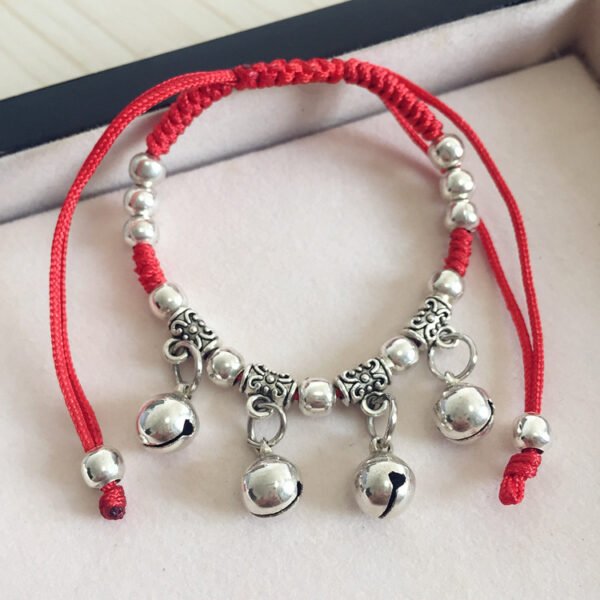 buddhaobject Vintage Ethnic Red Rope Bell Bracelet-bell Vintage Ethnic Red Rope Bell Bracelet | Handmade Tibetan Silver Lucky Charm Anklet for Couples & Women