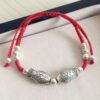 buddhaobject Vintage Ethnic Red Rope Bell Bracelet-kissing gourami c Vintage Ethnic Red Rope Bell Bracelet | Handmade Tibetan Silver Lucky Charm Anklet for Couples & Women