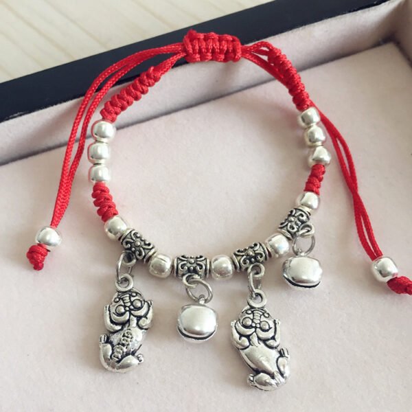 buddhaobject Vintage Ethnic Red Rope Bell Bracelet-women's clothing Vintage Ethnic Red Rope Bell Bracelet | Handmade Tibetan Silver Lucky Charm Anklet for Couples & Women