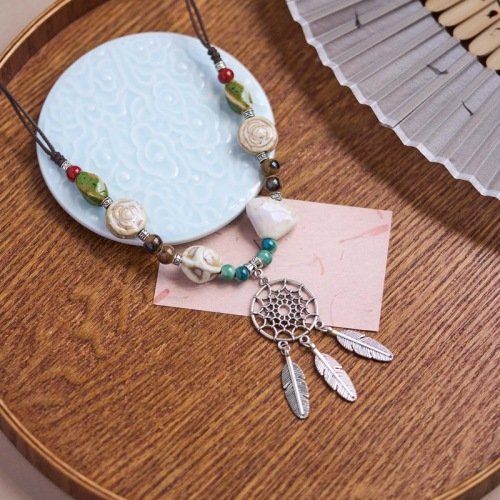 buddhaobject-Handcrafted Ceramic Butterfly Necklace-4 Handcrafted Ceramic Butterfly Necklace – Chinese Artistic Pendant Jewelry (61–70cm)