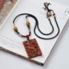 buddhaobject-Natural Lightning-Struck Jujube Wood Pendant Necklace-2 Natural Lightning-Struck Jujube Wood Pendant Necklace | Zhong Kui Amulet Handcrafted Charm (45cm)