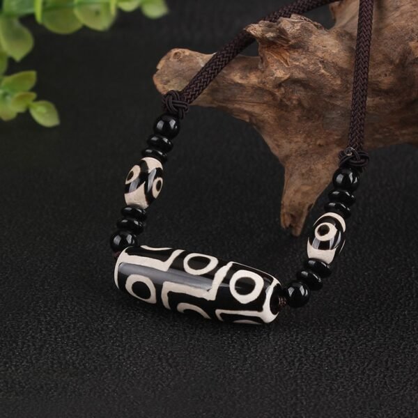 buddhaobject-Tibetan Agate Nine-Eyed Dzi Bead Necklace-4 Tibetan Agate Nine-Eyed Dzi Bead Necklace | Handmade Modern Rope Chain (60cm)