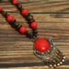 Tibetan Amber Pendant Necklace | Ethnic Style Handmade Jewelry for Men & Women
