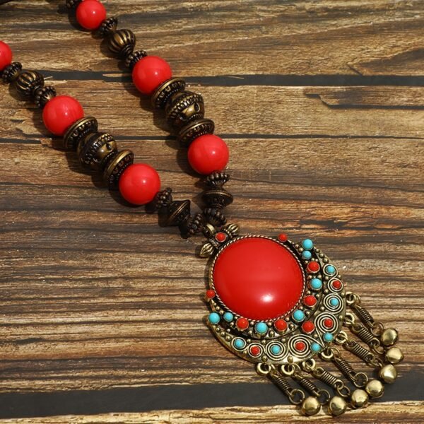 Tibetan Amber Pendant Necklace | Ethnic Style Handmade Jewelry for Men & Women