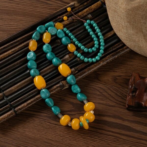 Tibetan Amber Pendant Necklace | Ethnic Style Handmade Jewelry for Men & Women