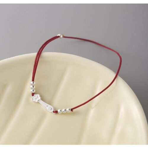 925 Sterling Silver Ruyi Red String Bracelet – Lucky Charm for Peace & Love