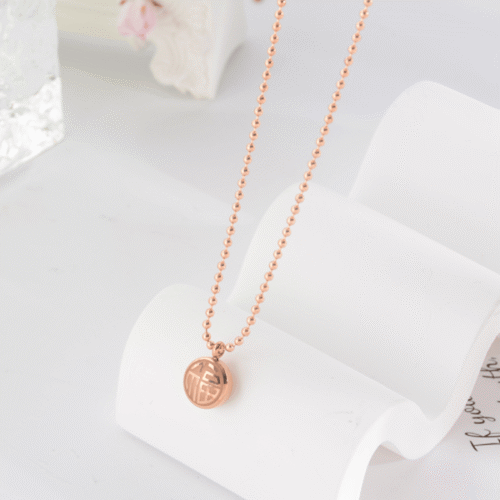 Double-Sided Xi Blessing Titanium Steel Necklace – Vintage Collar Chain