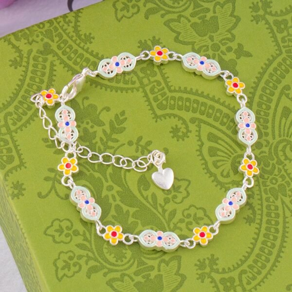 Enamel Gourd Four-Leaf Clover Bracelet