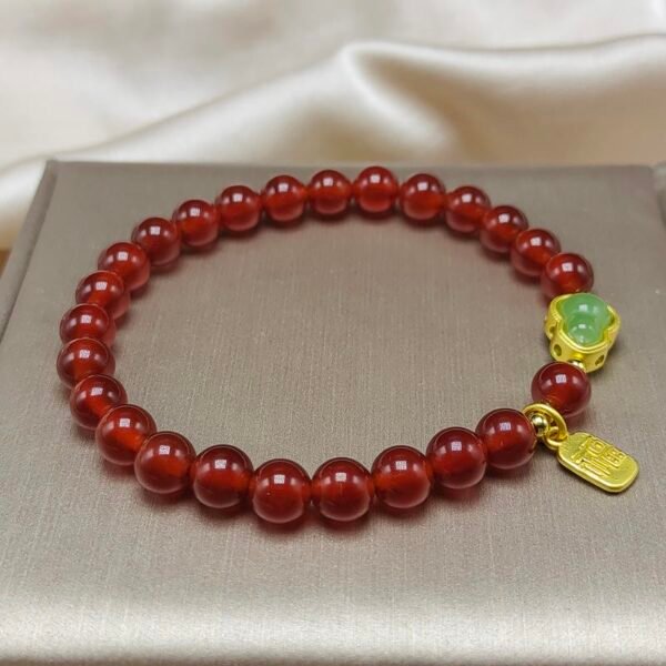 Red Agate Gourd Beaded Bracelet