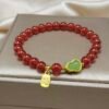 Red Agate Gourd Beaded Bracelet