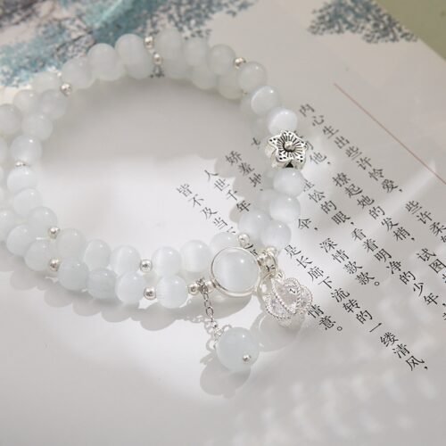 Vintage Chinese Style Handmade Cat’s Eye Stone Bracelet