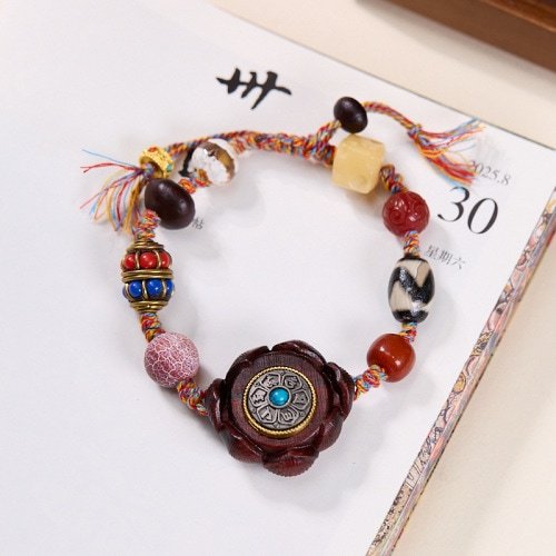 Tibetan Agate Dzi Bracelet – Handmade Prosperity & Protection Beads