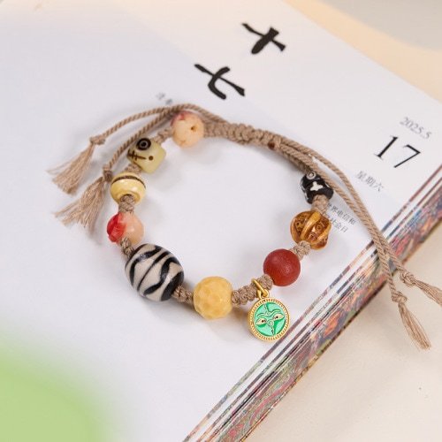 Tibetan Agate Dzi Bracelet – Handmade Prosperity & Protection Beads