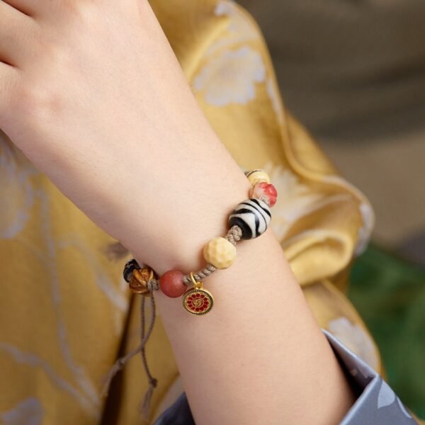 Tibetan Agate Dzi Bracelet – Handmade Prosperity & Protection Beads