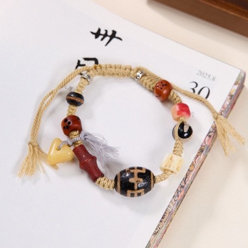 Tibetan Agate Dzi Bracelet – Handmade Prosperity & Protection Beads