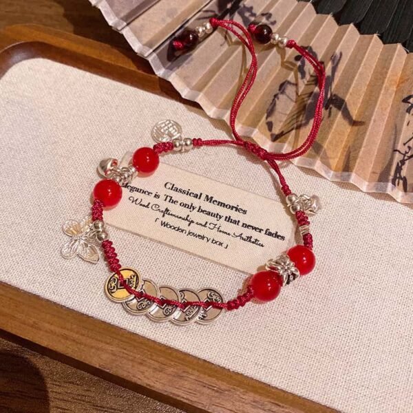 Five Coin Lucky Beaded Bracelet