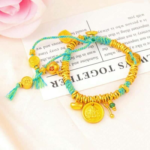Golden Wealth Deity Knot Bracelet