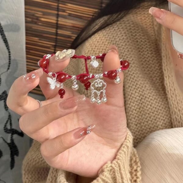 Miao Ethnic Cloud Bell Handwoven Red String Bracelet