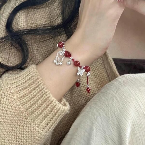 Miao Ethnic Cloud Bell Handwoven Red String Bracelet