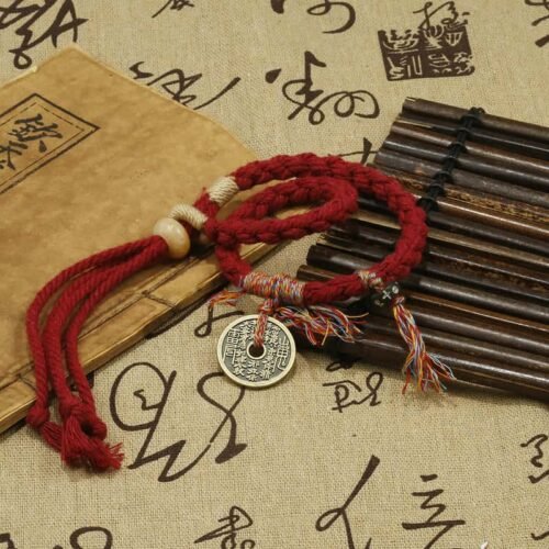 Mountain Ghost Coin Tibetan Red String Protection Bracelet