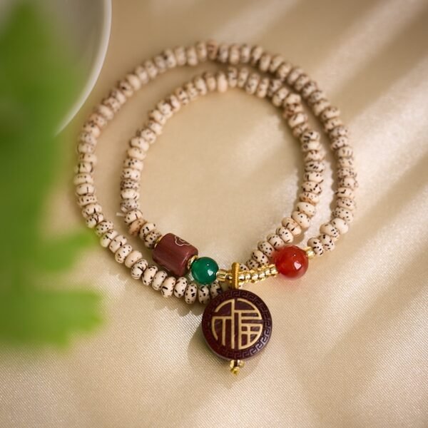 buddhaobject-Natural Star Moon Bodhi Bracelet with Auspicious Blessing Pendant-2 Natural Star Moon Bodhi Bracelet with Auspicious Blessing Pendant